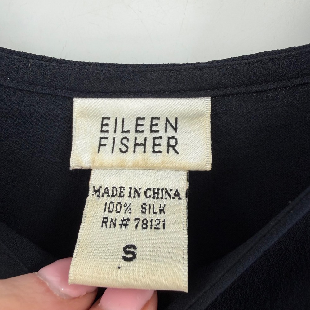 Eileen Fisher Silk Camisole Women S‎ Navy Blue Spaghetti Strap Minimalist Chic - Picture 2 of 8